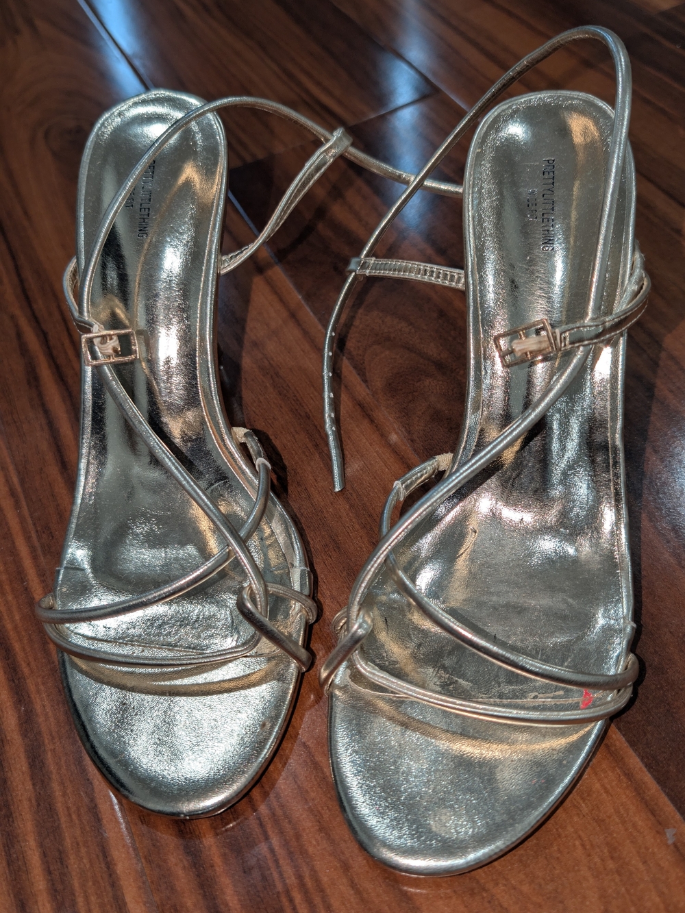 PrettyLittleThing Metallic Silver Strappy Heeled Sandals